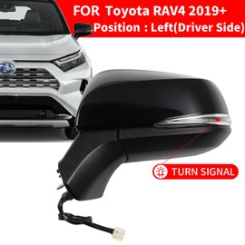 Marretoo for Toyota RAV4 Side Mirror Assembly 2019 2020 2021 2022 2023 2024 | Power | Heated | Turn Signal | BSM (Blind Spot Monitoring) | Replaces TO1320384, TO1320388| Black (BLACK, Driver Side)