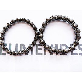 Magnetic Bracelet for Men and Women, Hematite Bracelet, 8/10 mm, Improves Sleep, Relieves Joint Pain, Eliminates Static Electricity (A-Class Magnet + Black, 10 mm, 7.87 Inch))