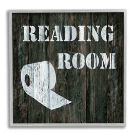 Stupell Industries Reading Room Phrase Rustic Bathroom Toilet Paper, Designed by Carol Robinson Gray Framed Wall Art, 24 x 24, Brown