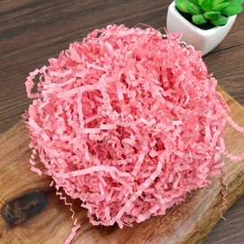 Zhzrche Crinkle Cut Paper Shred Filler Gift Wrap Confetti Raffia Grass Shred Paper for Easter Baskets Filler Creative Eggs Decor (Pink)