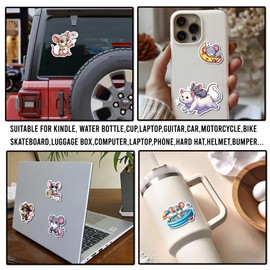 WESILY Pack 50 PCS Mouse Rat Stickers Cute Cartoon Animal Waterproof Sticker Vinyl Decals Decorations Water Bottles Laptop Phone Helmet Notebook Gifts Birthday for Teens Girls Boys Adults