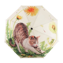 BXT Ladies Fashion Cat Art Umbrella 3-Folding Walking Umbrella Unique Travel Umbrella Sturdy Windproof Anti-UV SPF 40+ Sun RAIN Umbrella
