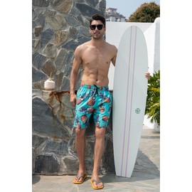 ALISISTER Men's Swimming Trunks Summer Swimming Shorts 3D Print Quick Drying Hawaii Surf Swimming Trunks Sports Shorts, A2 pineapple, m