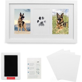 | Paw Print Frame Kit | Paw/Nose Print Picture Frame | Dog Frame Gifts | No Mess Ink Pad for Pets | Pet Memorial Picture Frame | Pawprint Frame | Cat Paw Print Kit - Color: Paw Print Kit White Frame