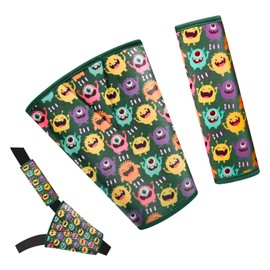AMUSEPROFI Seat Belt Pads for Children and Babies, Children's Shoulder Strap Protection, Improve Comfort, Both Adults and Children Love It Belt Protector with Little Monster
