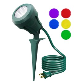 EDISHINE 120V Spotlight Outdoor, 5 Extra Color Lenses, 4.8W Waterproof LED Outdoor Spotlight, 5000K Landscape Lighting for Yard Flag Tree Holiday Decor, 180° Adjustable, UL Listed