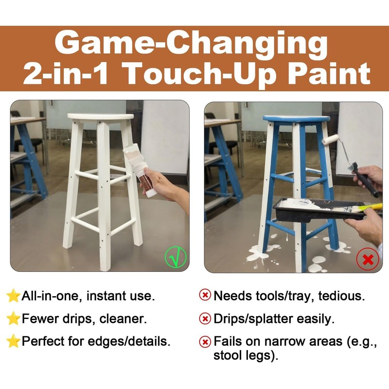 Anirun All-in-One Paint White, Touch-Up Paint for Furniture, Cabinets, Wood,