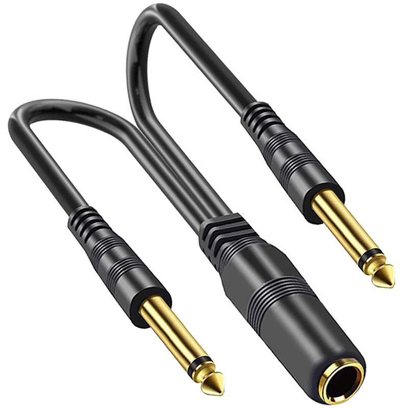 tunghey 2Pack 1/4 TRS Stereo Jack Female to Dual 1/4