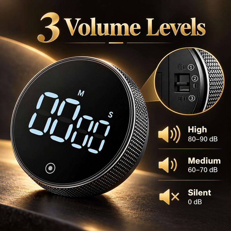 Magnetic Mechanical Kitchen Timer – Battery-Free Rotary Countdown Timer with