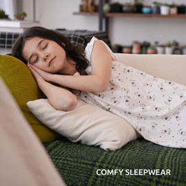 BANGSAUR Girls' Nightgowns Flutter Sleeve Nightwear, Cotton Sleepshirts, Soft and Comfort Nightdress Pajamas, for Girls 3-10 Years(Floral,7-8 Years)