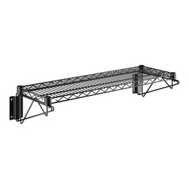 Glownary Black Epoxy Wall-Mount Wire Shelf, Commercial Steel Construction, 12x36 Inch, 360 lb Capacity, NSF Listed