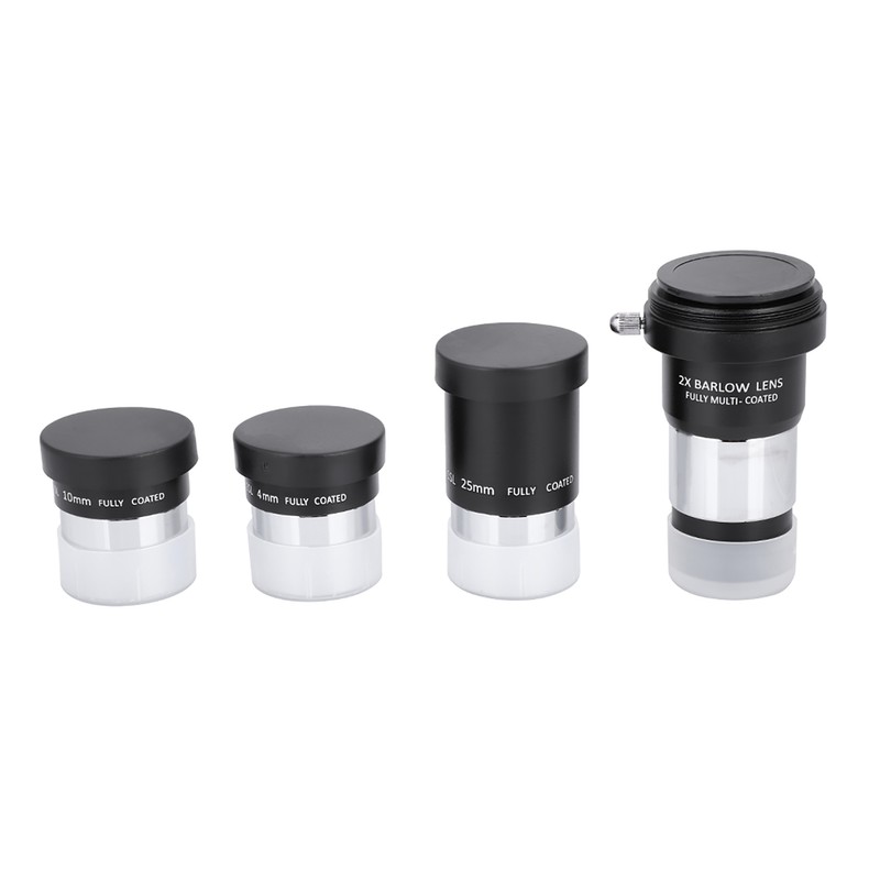 1.25" Plossl Telescope Eyepiece Set 4/10/25mm 2X Barlow Lens Kit