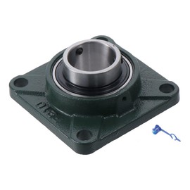 SHUATI Flange Block Bearings with Set Screw Lock Low Noise Square Chrome Steel Bearings Self Alignment Flange Mounted Ball Bearing Metallurgy(UCF203 17MM)