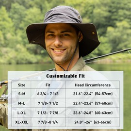 Comhats UPF 50 Sun Hats Wide Brim Summer Safari Hat Fishing Hiking Boonie Hats for Men Waterproof Khaki Small Medium