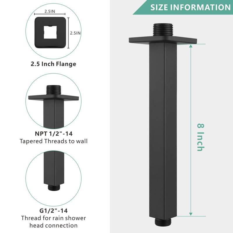 Voolan Shower Arm with Flange, Ceiling Mounted Fixed Shower Pipe,