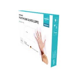 EUROPAPA Pack of 100 LDPE Disposable Gloves in Box Latex Free Powder-Free Gloves in Women's Size (100)