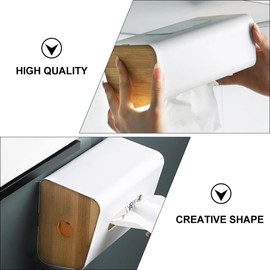 Ciieeo Covered Wooden Paper Towel Holder Tissue Dispenser for Wall Towels Towel Dispenser Wall Towel Holder Fabric Stand Paper Shelf Bamboo Discs