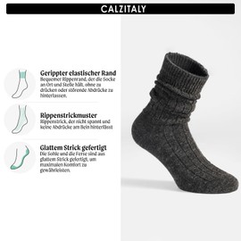 CALZITALY 2/4 Pairs of Alpaca Wool Socks, Alpaca Wool Socks, Winter Socks, Warm Socks, Socks for Men and Women, Made in Italy, 2 pairs: anthracite