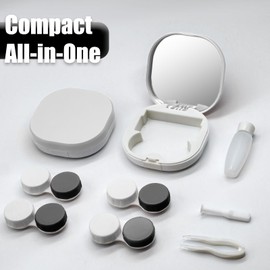 Vastsoon Contact Lens Case, Portable Contact Case with Contact Lens Applicator Tool and 3pcs Extra Solution Soaking Cases for Daily Vision Care and Outdoor Use, Travel Size (White)