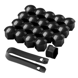 QitinDasen 20 Pieces 17 mm Car Wheel Nut Covers, Universal Car Hub Screw Cap, Hexagonal Tire Nut Cover with Removal Tool (Black)
