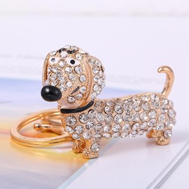 SHIDXIB 2Pcs Elegant Sparkling Dachshund Bag Charm Chic Keychain for Ladies Cute Ramadan Fashion Accessory with Lobster Clasp