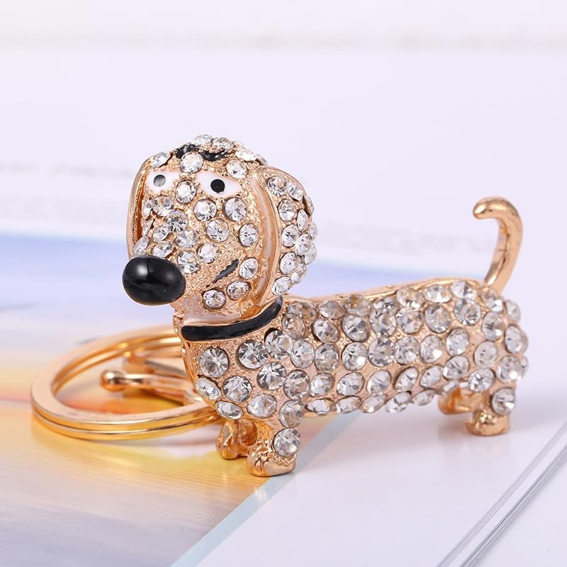 SHIDXIB 2Pcs Elegant Sparkling Dachshund Bag Charm Chic Keychain for
