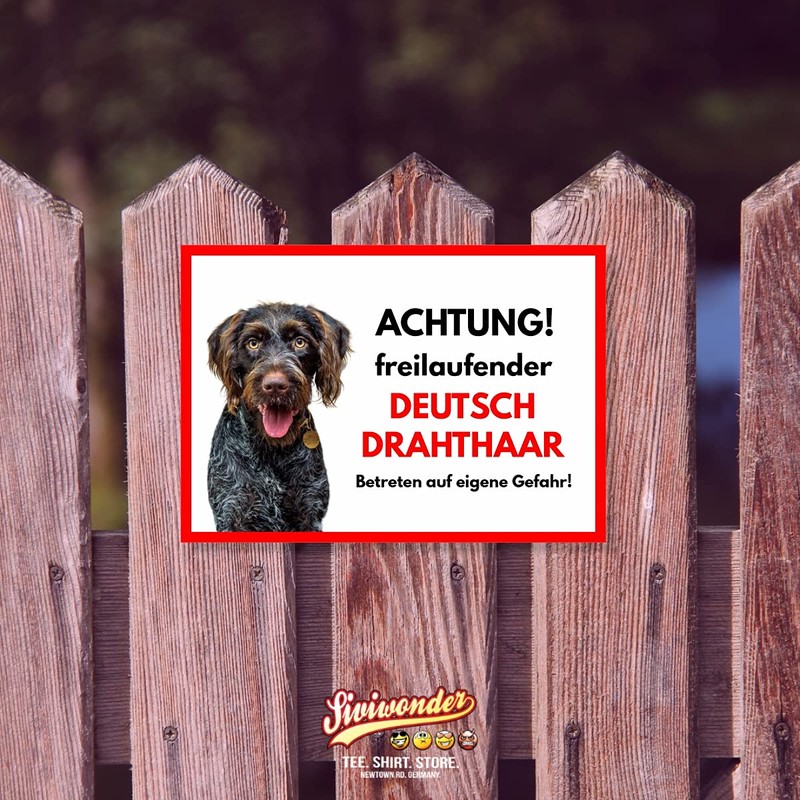 German Wirehaired Freilaufender Dog Sign with Saying Door Sign Dog