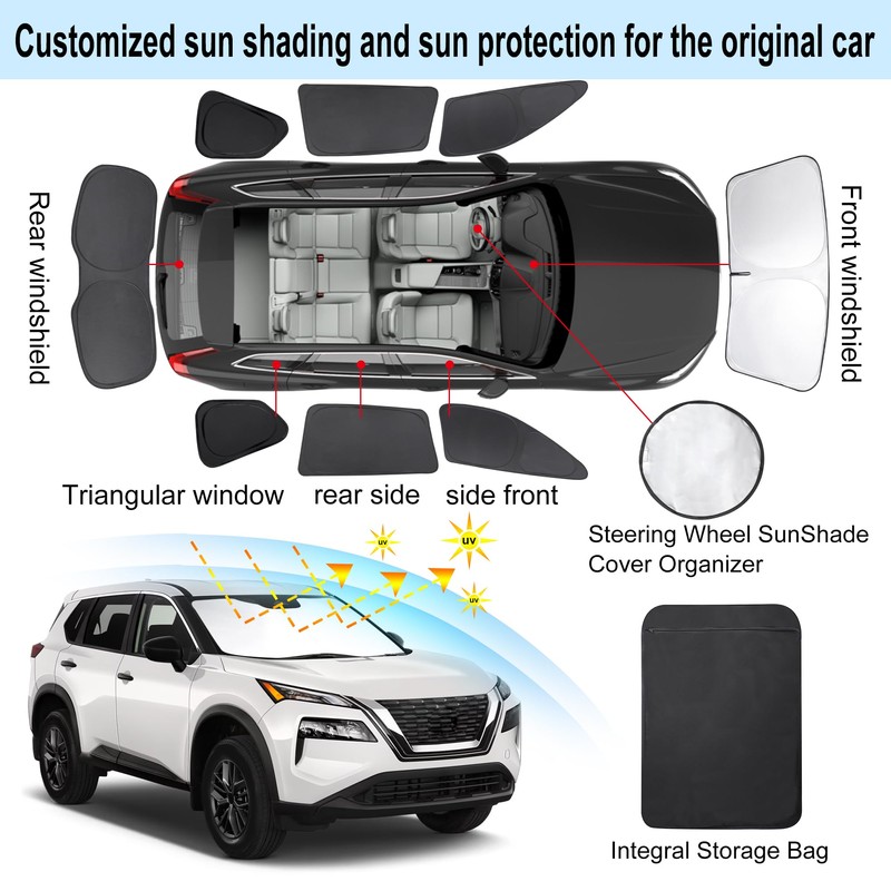 TINGLU Window Shades for Nissan Rogue 2021-2024 2025(NOT for Rogue