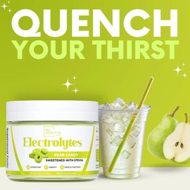 Zero Sugar - Pear Candy Electrolytes Powder - Extremely Refreshing Hydration - Caffeine Free Energy with All Natural Ingredients - Vegan, Keto, Paleo - Sugar Free Electrolytes Drink Mix - 30 Servings