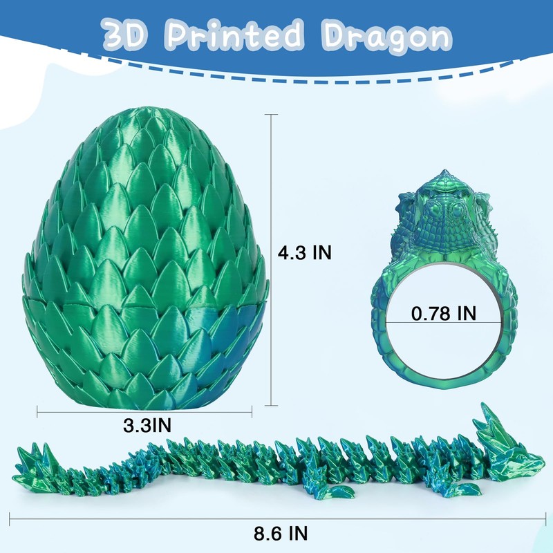 3D Printed Dragon Egg,Easter Crystal Dragon, Pearlescent for Easter Basket