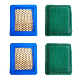 ZLKSKER 1/2 / 5 PCS Air Cleaner Replacement for B&S 491588 491588s 493537 493537S 399959, Flat Lawn Mower Air Filter (2 Filters+2 Pre Filters)