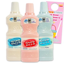 Zote Liquid Soap Variety Pack - Bundle with 3 Bottles of Detergent Including Azul, Blanco, Rosa & Door Hanger | Zote Liquid Soap 3 Pack