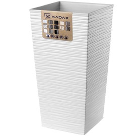 KADAX Flower Pot, Plastic Planter for Flowers, Indoor and Outdoor Use, Garden, Balcony, Patio, Home, Weatherproof, Imitation Rattan (36.5 cm Height, White)