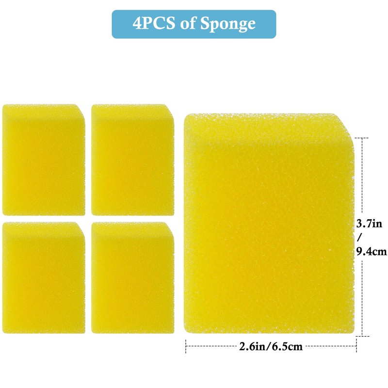 VILLNO 4PCS Aquarium Filter Sponge Replacement for 20W 315GPH Aquarium