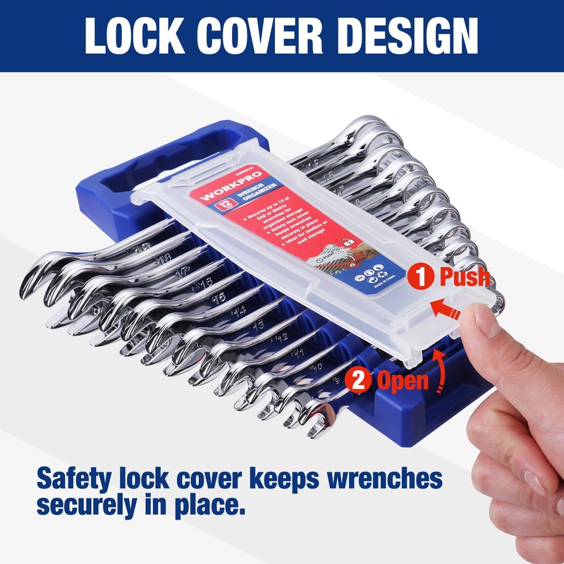 WORKPRO 2-Piece Wrench Organizer, 24-Slot Plastic Wrench Holder Set with