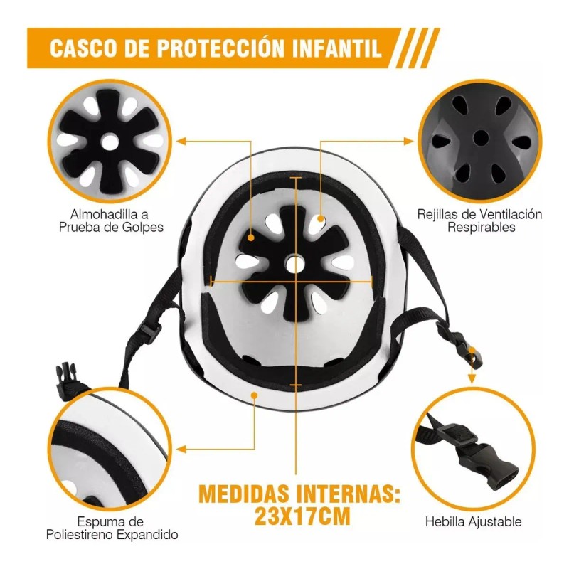 7pzas Kit De Proteccion Rodilla Codo Mano Patinaje Para Niño