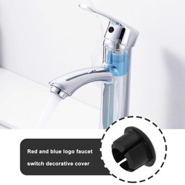 eMagTech Pack of 20 Tap Indicators Handle Signs for Hot and Cold Water Red and Blue Labels Kitchen Taps Cover Signs for 6.7 mm Large Tap Holes (Black)