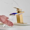 AVSIILE LED Bathroom Sink Faucet, Brushed Gold Waterfall Single Hole