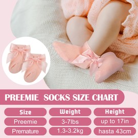 Toulite 12 Pairs Preemie Socks Baby Girls Boys Premature Ruffle Turn Cuff Cotton Sock Hospital NICU for Newborn(Pink)