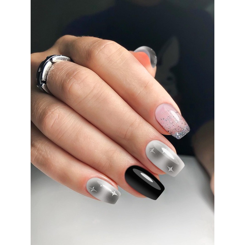 EBANKU Semi Cured Gel Nail Strips, 20PCS Clear UV Gel