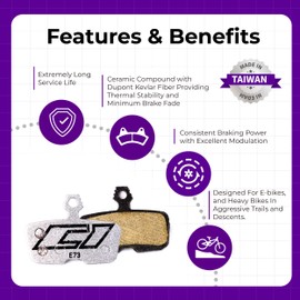 Cycle1st Bike Disc Brake Pads Compatible with SRAM 4-Piston Caliper: Code R RSC (2012+) Guide RE AVID - Ultimate Braking Power for Mountain Bikes/MTB/eMTB 73 (Ceramic Compound)