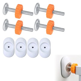 Pack of 4 Pressure Screws and 4 Pieces Safety Wall Protection Pads, Stair Gate Screws, Threaded Spindle Rods, Clamping Screws No Drilling for Pets, Stair Gate, Children's Gate, Baby Gate, Orange