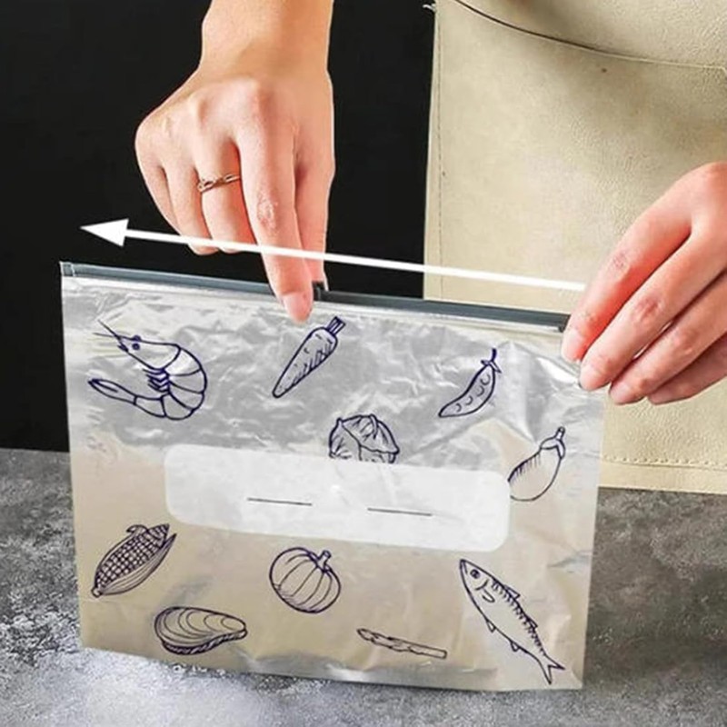 Bolsas Reutilizables de Aluminio con Cremallera,Base Ancha y Etiqueta –