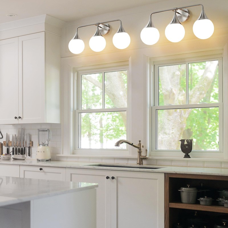 HAHZT Bathroom Vanity Light Fixtures: Brushed Nickel 3-Light Mid Century