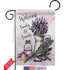 Lavender Welcome Garden Flag - Pack Spring Floral Sunflower Tulip Rose Orchid Lilies Season Springtime Flower Wreath Support Our Troops - House Banner Small Yard Gift Double-Sided 13 X 18.5