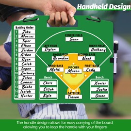 Magnetic Baseball Lineup Board - Dry Erase Baseball Lineup Board for Dugout, Sturdy Magnetic Baseball Coach Clipboard for Coaches, Durable Softball Coaching Accessories. (Green)