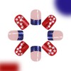 24Pcs 4th of July Press on Nails Short Square French
