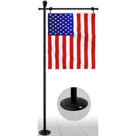 Koutemie 10FT Garden Flag Pole Stand with Metal Base for 3x5 American flags, Adjustable Heavy Duty Outdoor Flagpole Holder Kit for Wooden Floor or Hard Ground, 1 Pack