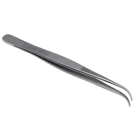 Multi-Use Diamond Tweezers Fine Pointed Serrations for Jewelers Gemologist Gem Grading Stainless Steel Tool with Ribbed Gripping Surface to Hold on to for Men Women Arthritis Hands (6" Curved)