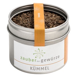 Zauber der Gewürze Cumin whole, caraway seeds, as a bread spice, for caraway tea, for cabbage and potato dishes, 100% natural, no additives, top quality in resealable tin, 45 g